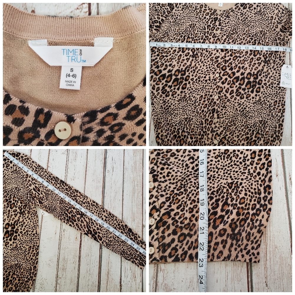 New Time and Tru Leopard Print Button Up Cardigan Women's Size Small and Med - Picture 5 of 6
